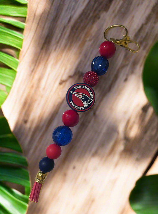 New England Patriots Silicone Beaded Keychain