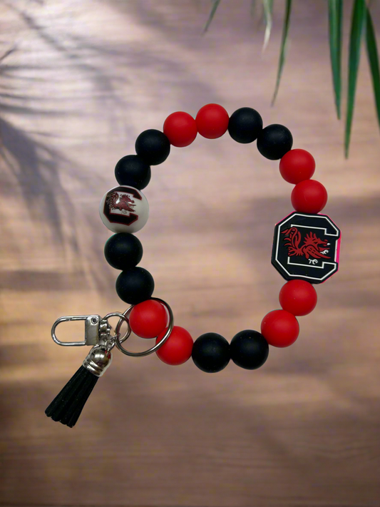 UofSC University of South Carolina Gamecocks Silicone Beaded Keychain Wristlet