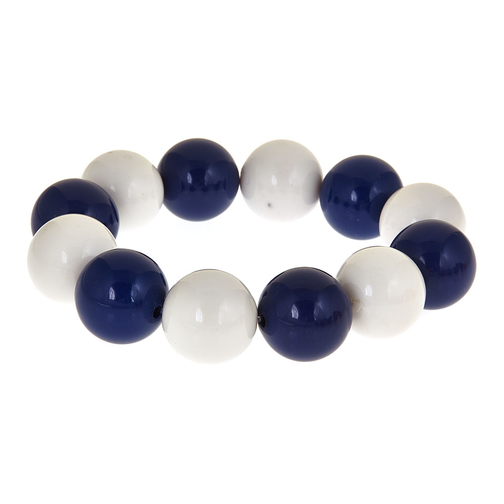Two-Tone Candy Gameday Bracelet: White/Navy