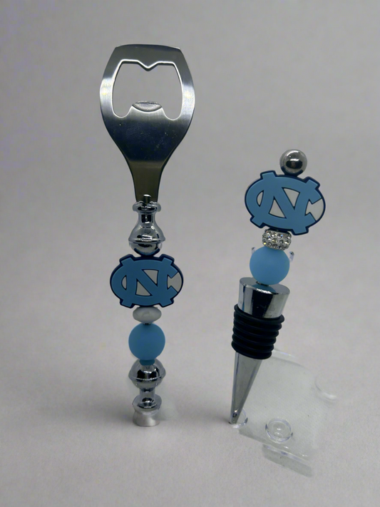 UNC University of North Carolina at Chapel Hill TarHeels Silicone Beaded Wine Stopper and Bottle Opener