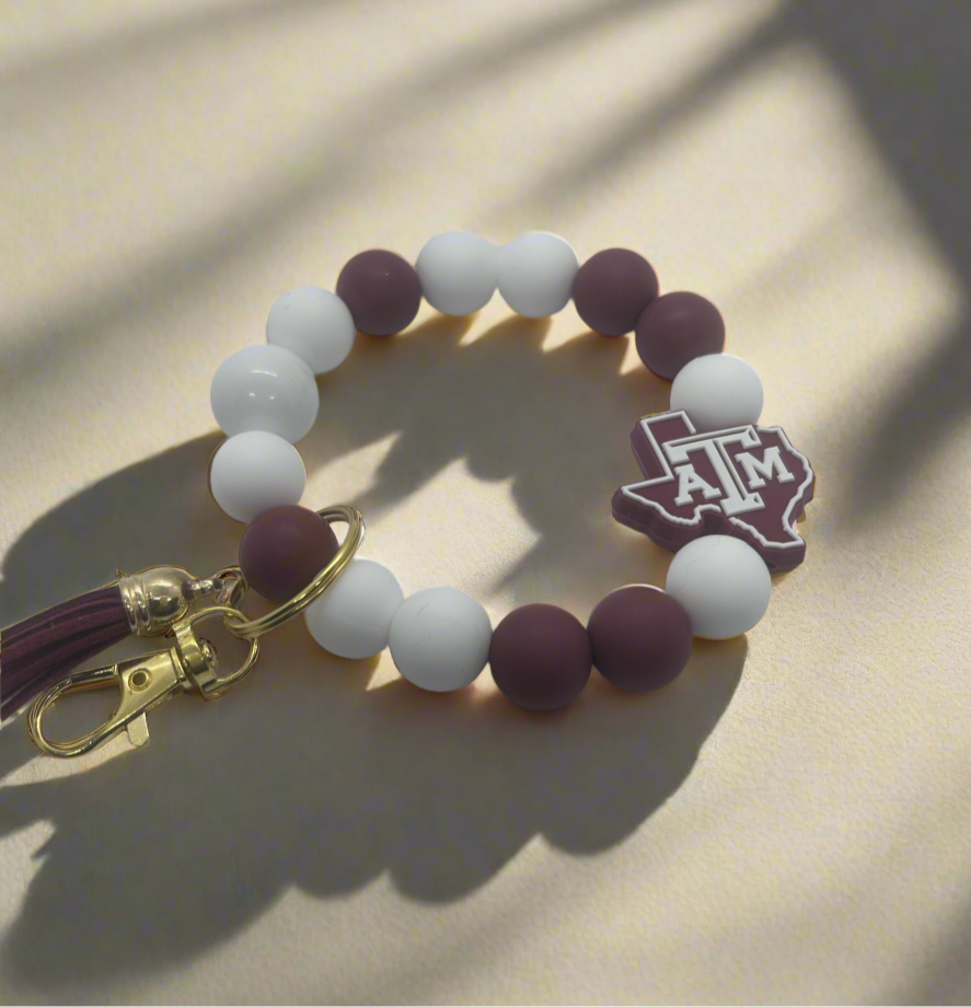 Texas A&M Aggies Silicone Beaded Keychain Wristlet