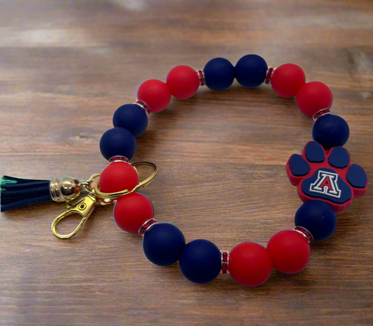 University of Arizona Wildcats Silicone Beaded Keychain Wristlet