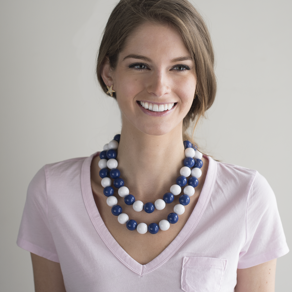 Two-Tone Candy Gameday Necklace: Orange/White