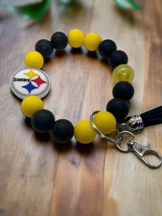 Pittsburgh Steelers Silicone Beaded Keychain Wristlet