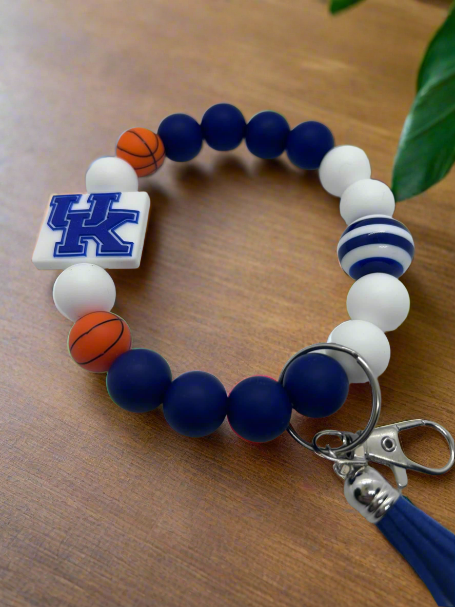 UK University of Kentucky Wildcats Basketball Silicone Beaded Keychain Wristlet