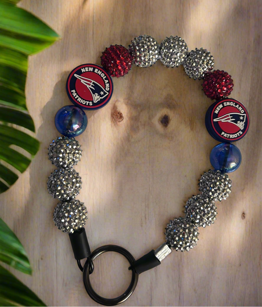 New England Patriots NFL Custom Beaded Dog Collar