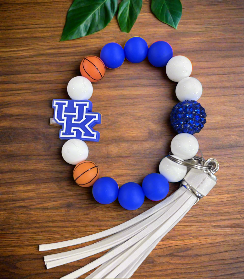 UK University of Kentucky Wildcats Basketball Silicone Beaded Keychain Wristlet