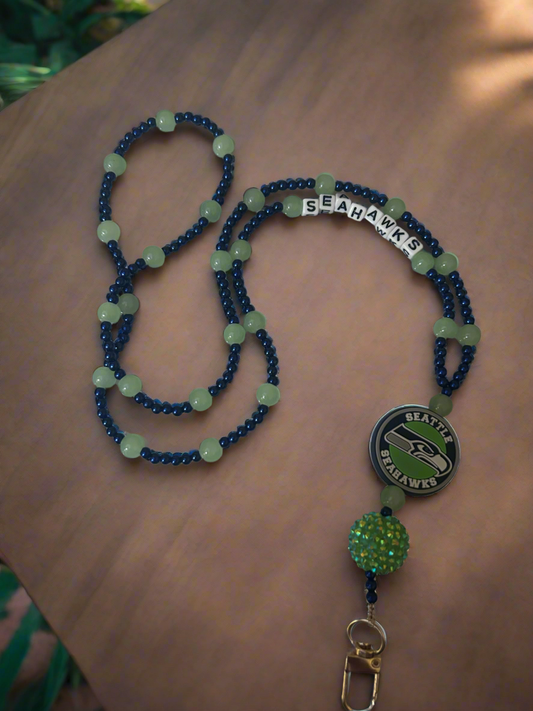 Seattle Seahawks NFL Custom Beaded Lanyard