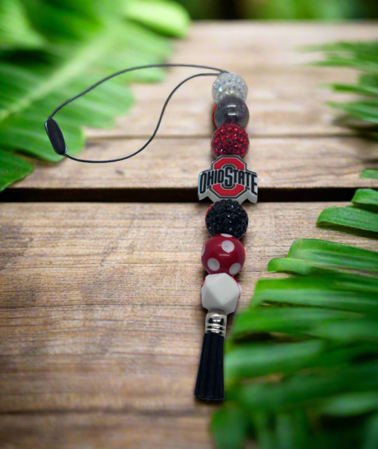 Ohio State Buckeyes Bubblegum Beaded Car Charm