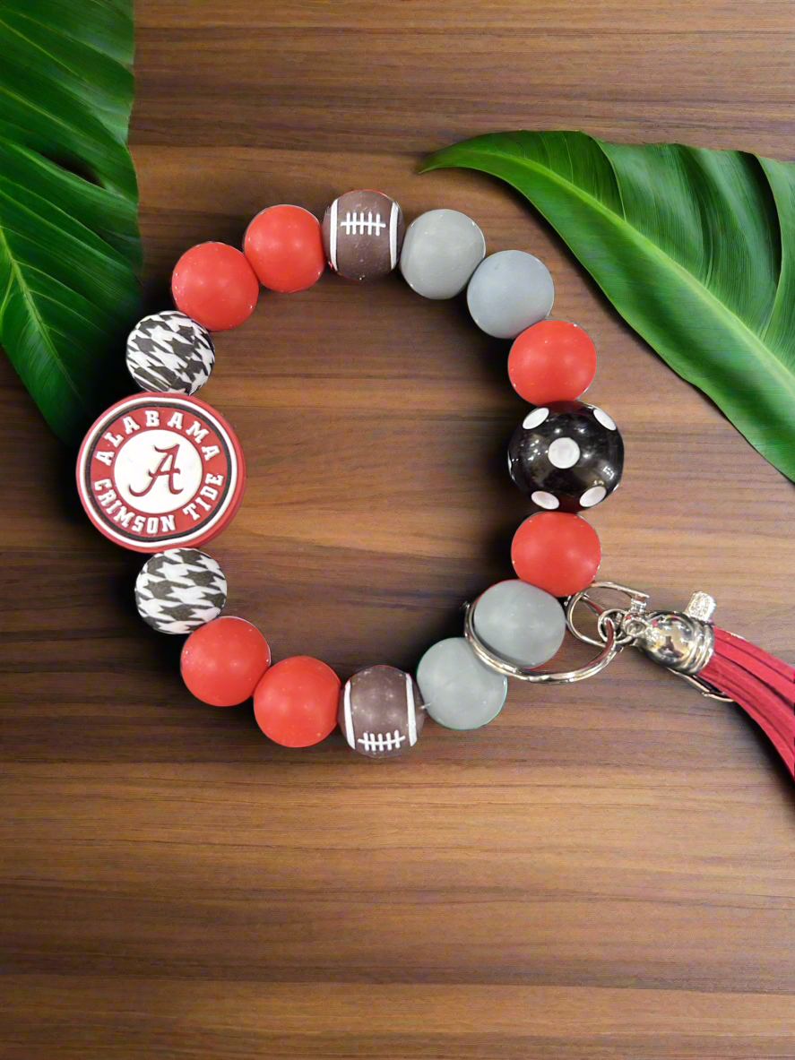 University of Alabama Roll Tide Silicone Beaded Keychain Wristlet