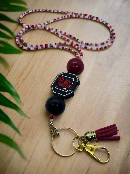 UofSC University of South Carolina Gamecocks Beaded Lanyard