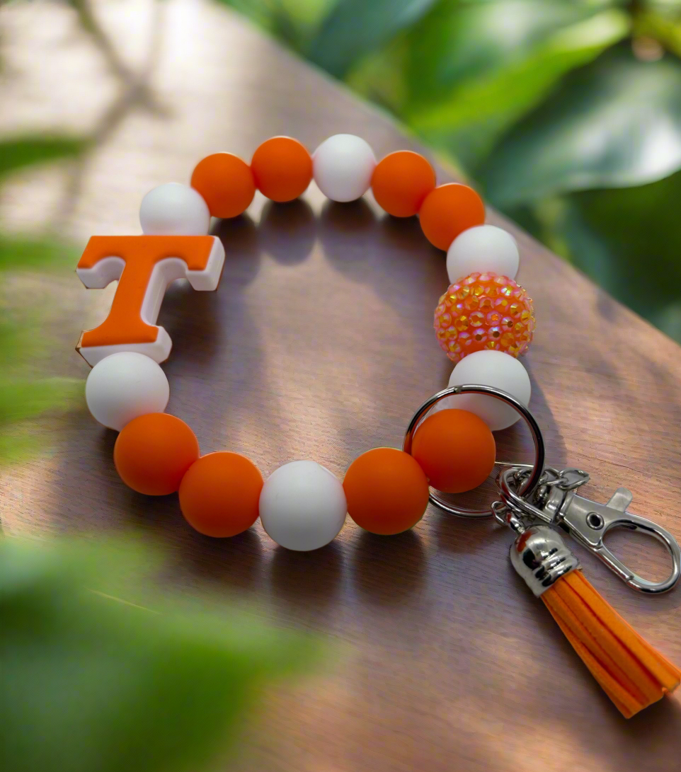 University of Tennessee Volunteers Silicone Beaded Keychain Wristlet