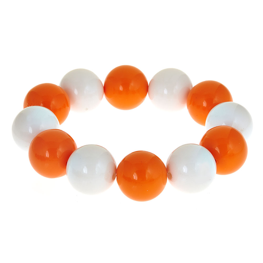 Two-Tone Candy Gameday Bracelet: Orange/White