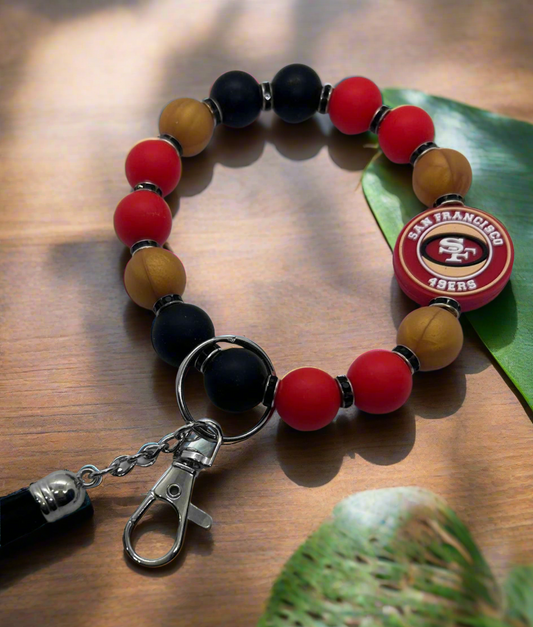 San Francisco 49ers Silicone Beaded Keychain Wristlet