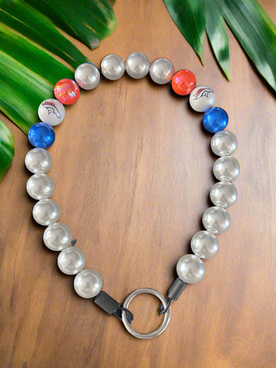 Denver Broncos NFL Custom Beaded Dog Collar