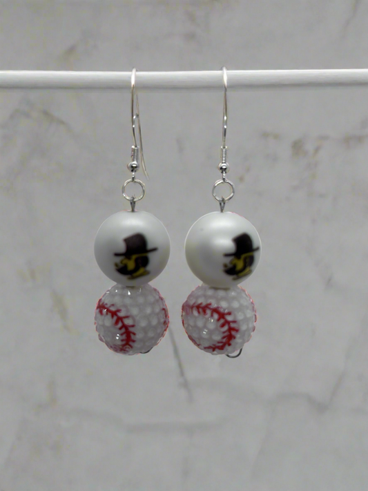 Appalachian State Beaded Baseball Earrings