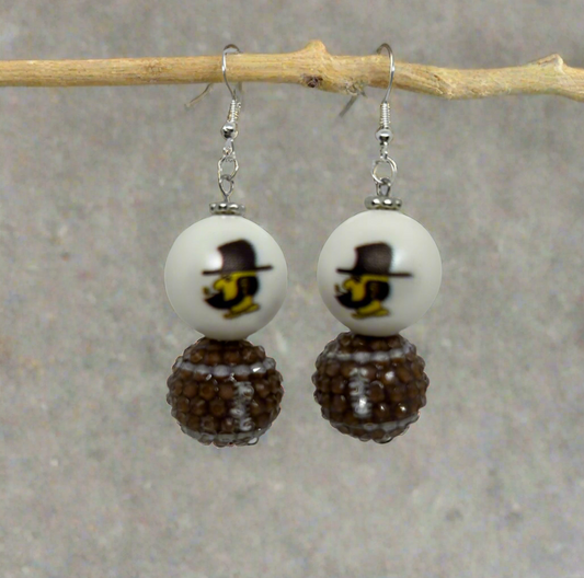 Appalachian State themed beaded football game day earrings