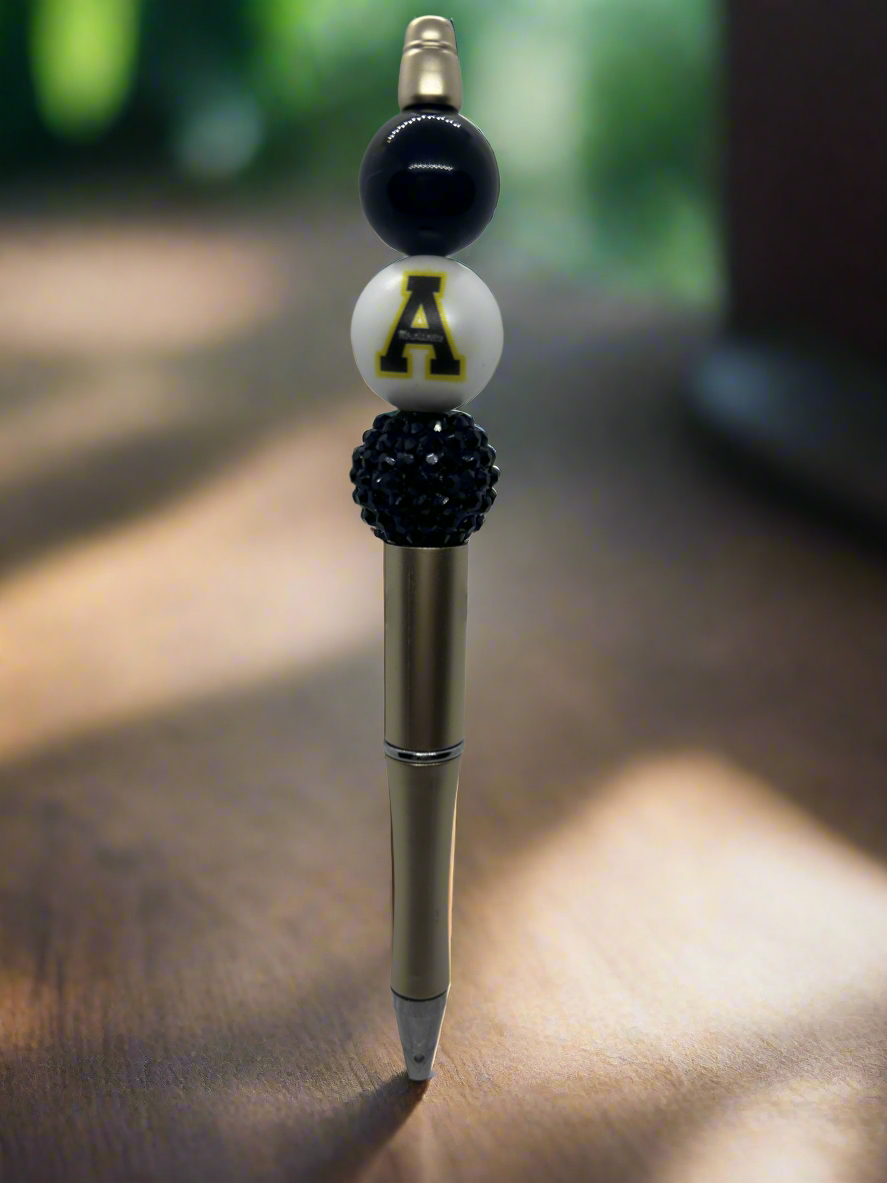 Appalachian State themed beaded pen