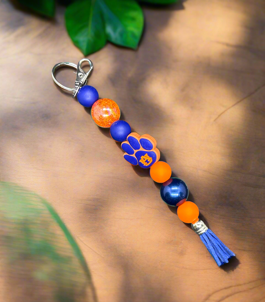 Auburn University beaded keychain with tassel