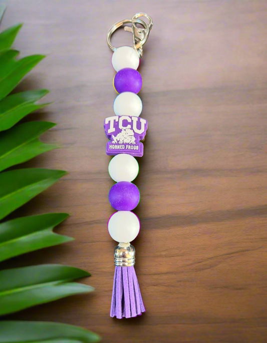TCU Horned Frogs Silicone Beaded Keychain