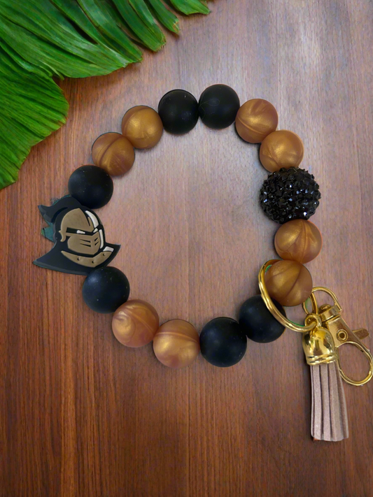 UCF University of Central Florida Knights Silicone Beaded Keychain Wristlet