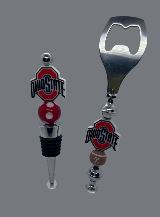 Ohio State Buckeyes Wine Cork and Bottle Opener