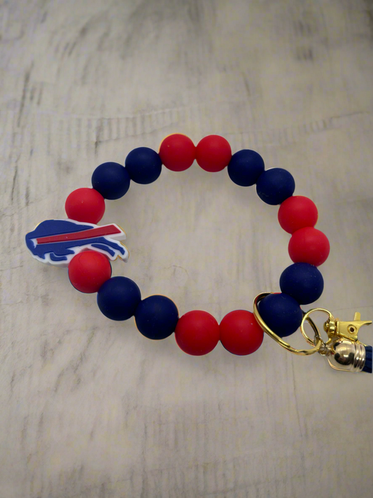 Buffalo Bills NFL inspired beaded wristlet keychain