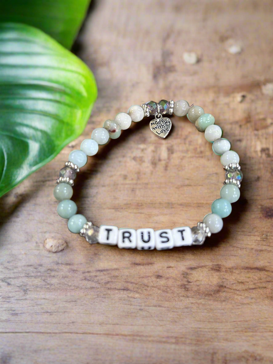 “Trust” Custom Beaded Inspirational Word Bracelet