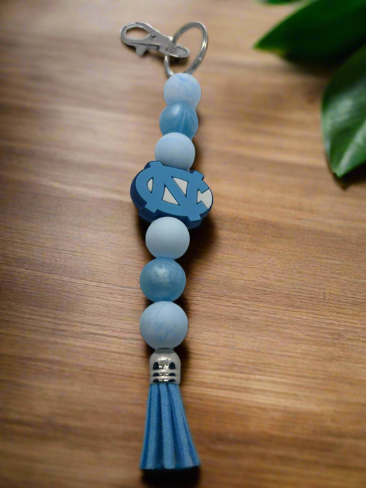 UNC University of North Carolina at Chapel Hill TarHeels Silicone Beaded Keychain