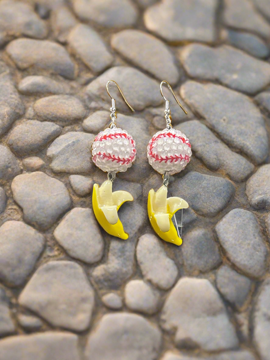 Savannah Banana “Banana Ball” Baseball Earrings