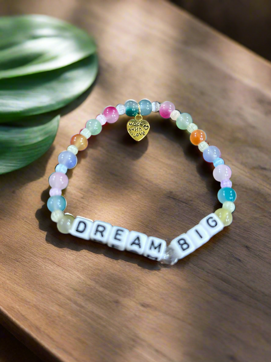 “Dream Big” Custom Beaded Inspirational Word Bracelet