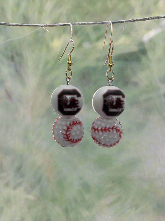 UofSC University of South Carolina Gamecocks Baseball Game Day Earrings