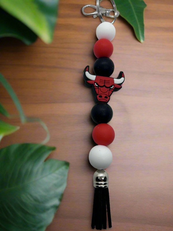 Chicago Bulls NBA Silicone Beaded Keychain – Rockstar Beaded Jewels by ...