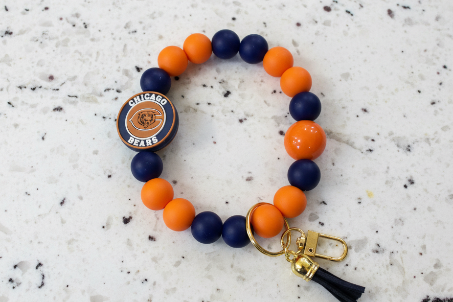 Chicago Bears NFL Custom Silicone Beaded Keychain Wristlet