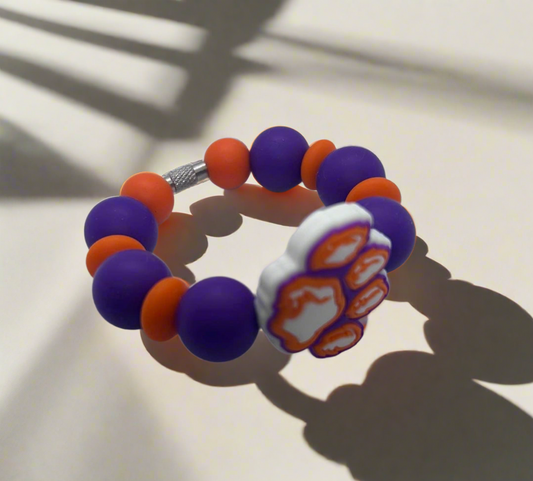 Clemson University inspired beaded Stanley cup charm