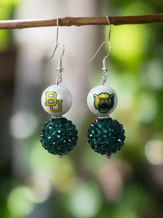 BU Baylor University Bears Custom Beaded Game Day Earrings
