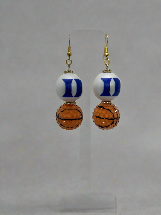 Duke University beaded basketball earrings