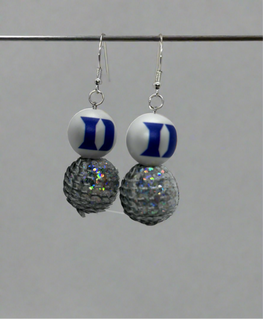 Duke University silver beaded earrings