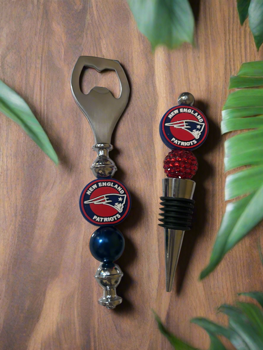 New England Patriots NFL Silicone Beaded Wine Stopper and Bottle Opener