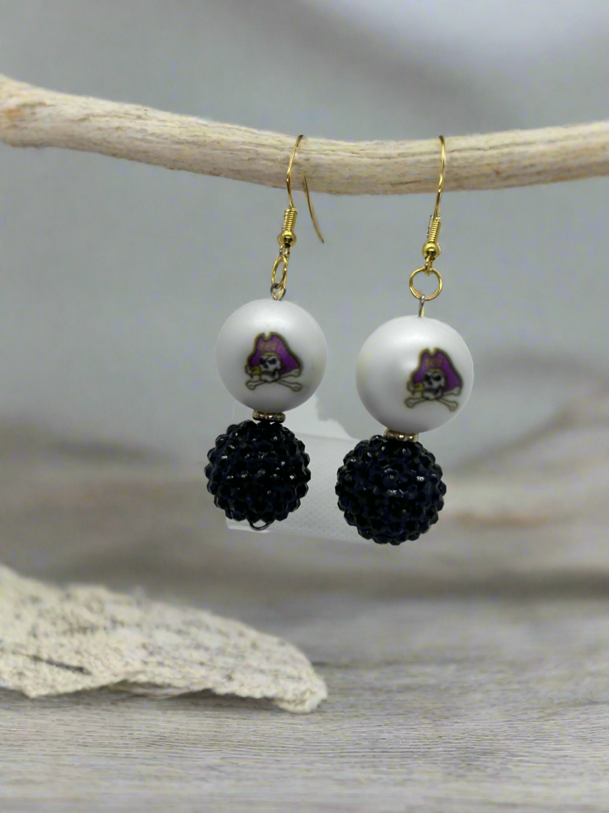 East Carolina University inspired beaded earrings