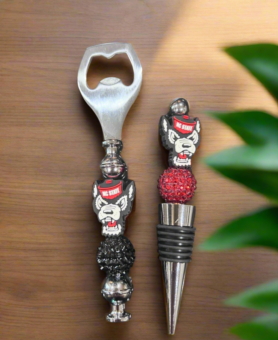 NCSU North Carolina State University Wolfpack Wine Cork and Bottle Opener