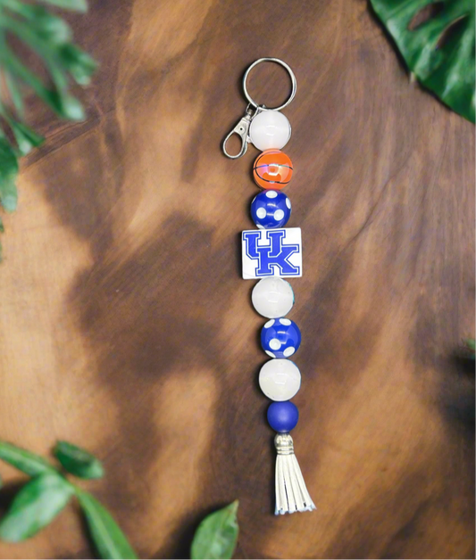 UK University of Kentucky Wildcats Basketball Bubblegum Beaded Keychain