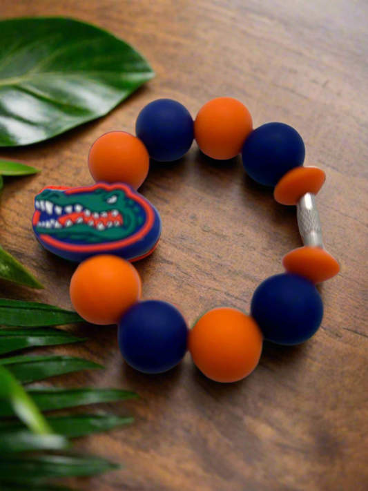 Florida Gators inspired blue and orange silicone beaded cup charm