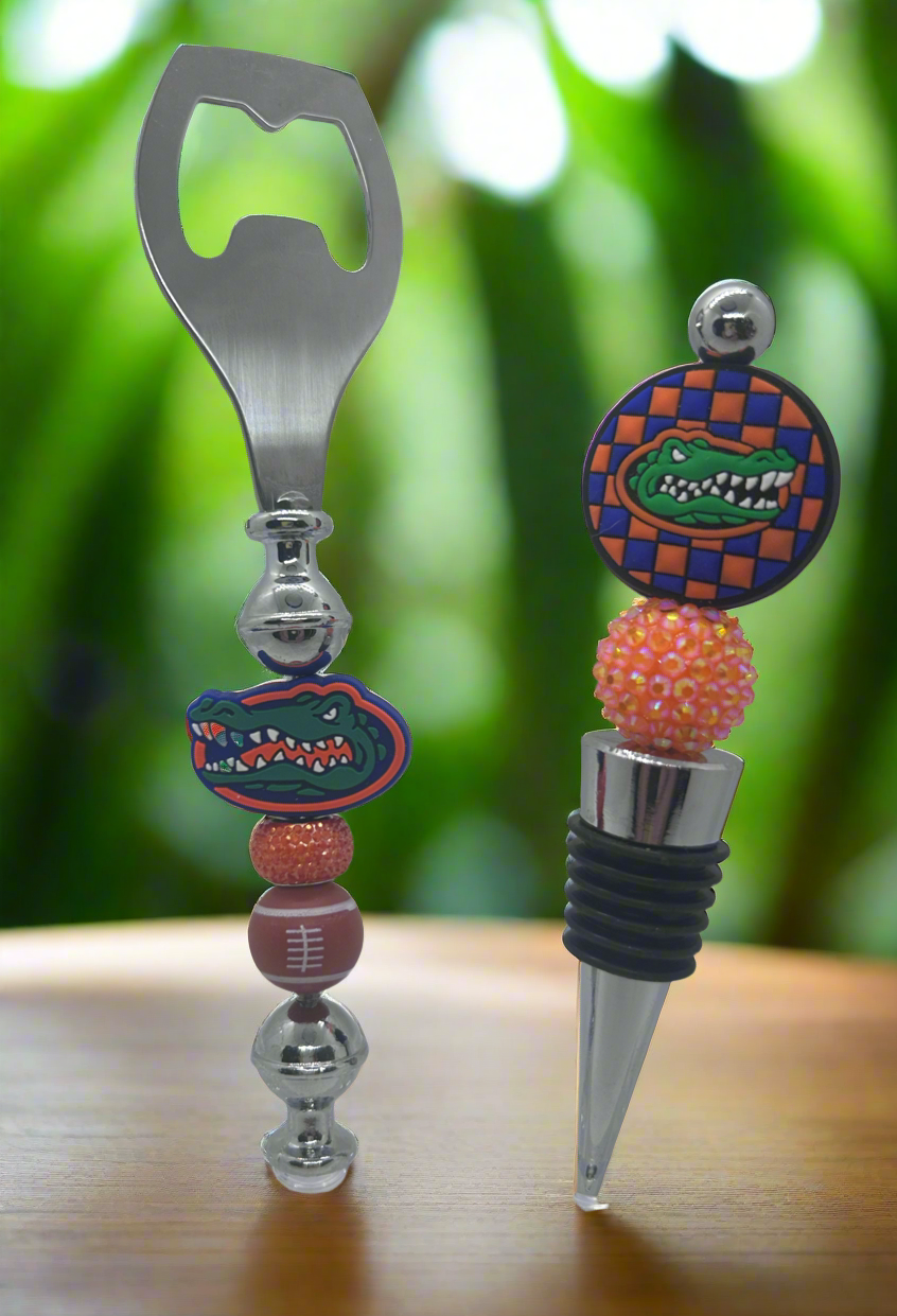 Florida Gators inspired wine stopper and bottle opener