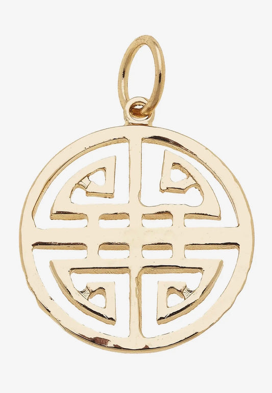 Greek Keys Charm in Shiny Gold