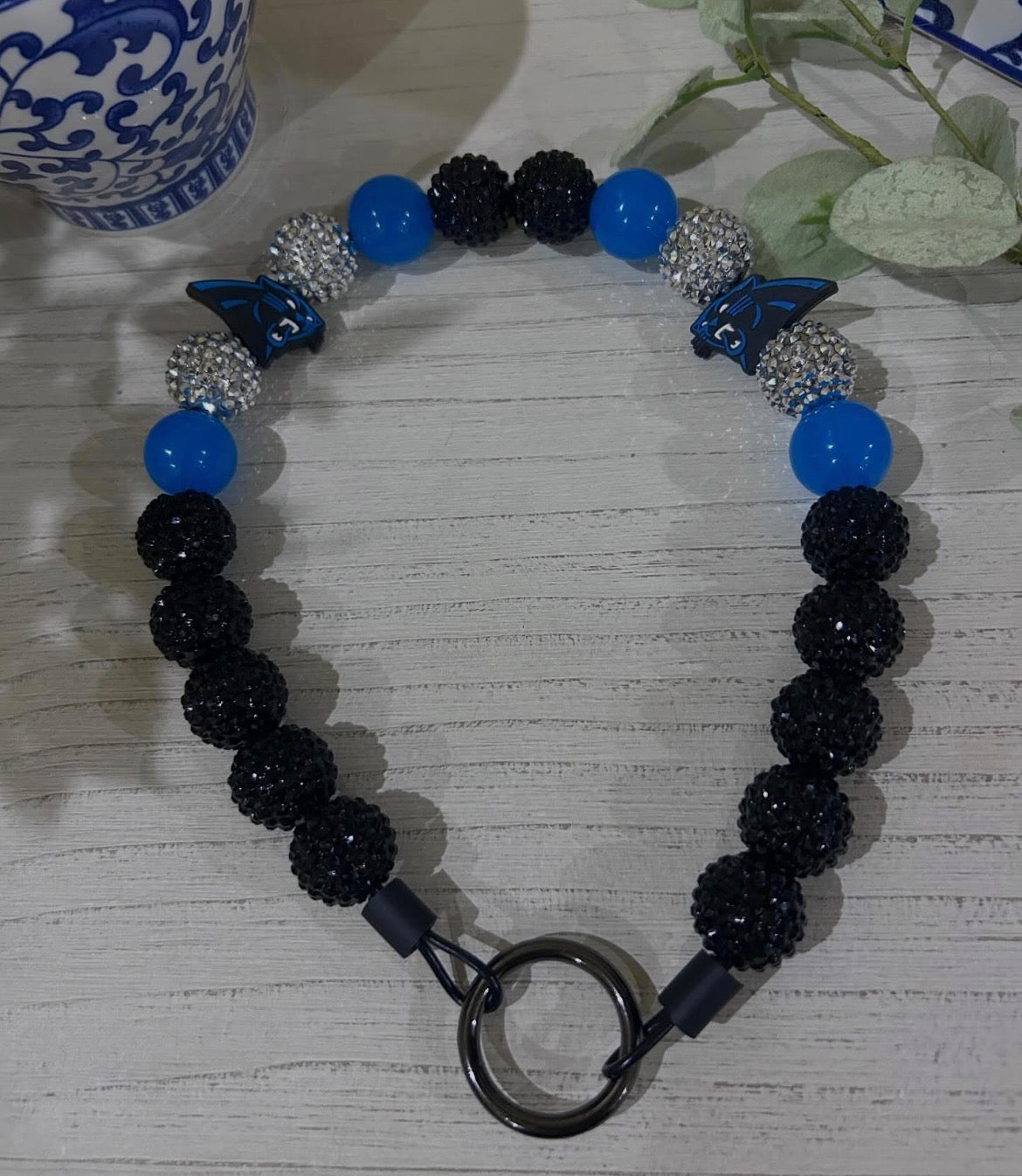 Carolina Panthers Custom Beaded Dog Collar