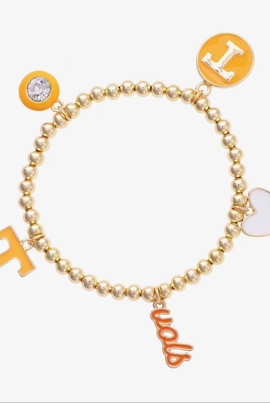 Tennessee Vols Enamel Icons Charm Bracelet in Shiny Gold