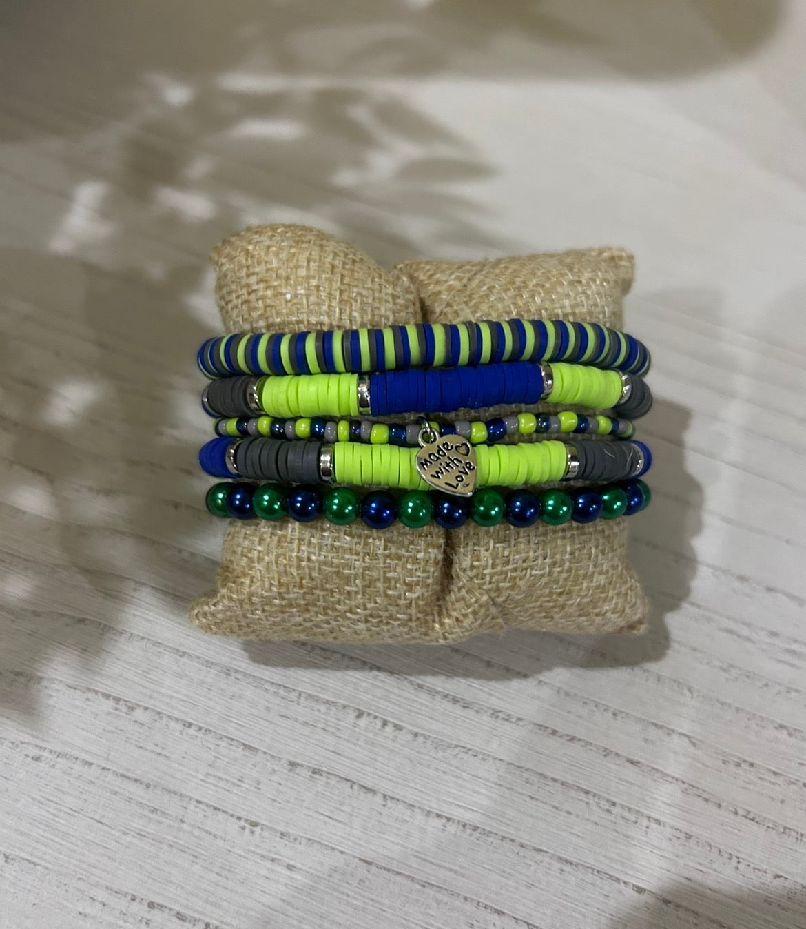Seattle Seahawks NFL Custom Beaded Bracelet Stack