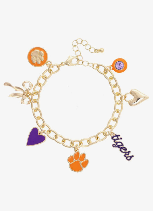Clemson Tigers Enamel Icons Charm Bracelet in Gold by Canvas Charm