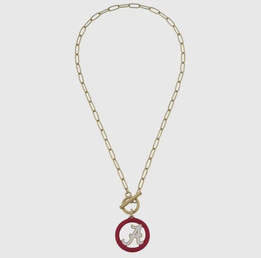 Alabama Crimson Tide Logo Enamel T-bar Necklace